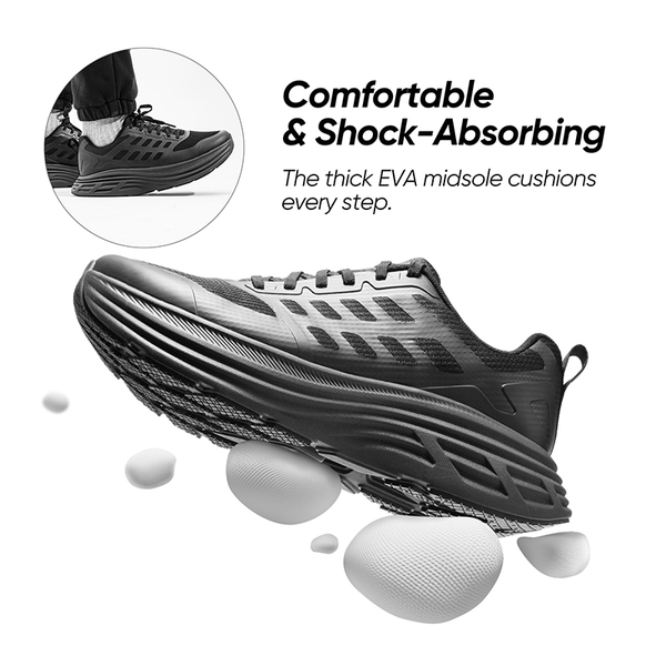 [ActiveFloat] Men's Comfortable Lightweight Running Shoes - ALL BLACK - 3